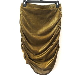 WILD HONEY Metallic Ruched Mini Skirt